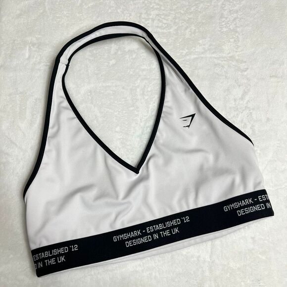 Gymshark Reversible Halterneck Sports Bra Black and White medium Women - Picture 1 of 5